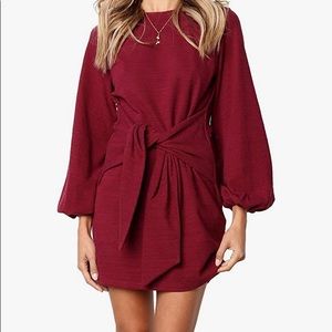 *Final price* R VIVIMOS Crimson Red Tie Waist Dress